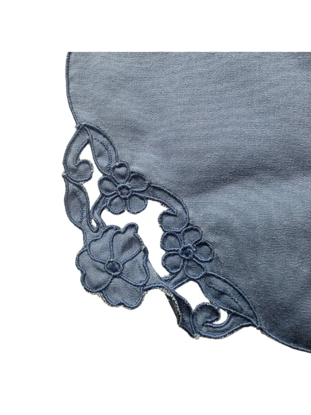 Set of four placemats and napkins Blue Scalloped Floral grannycore cottagecore